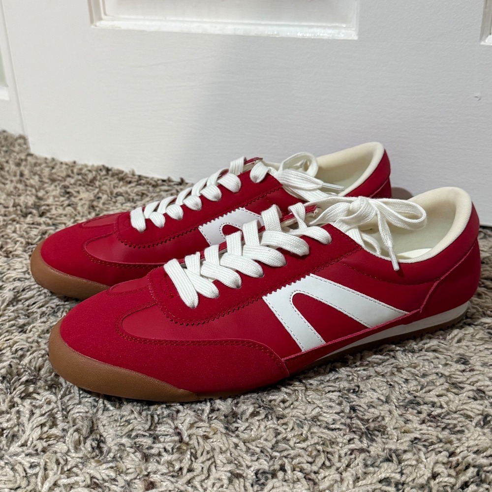 Madden Girl Brooklyyn Red White Low Top Sneakers Gum Sole BROO06J1 Womens 10